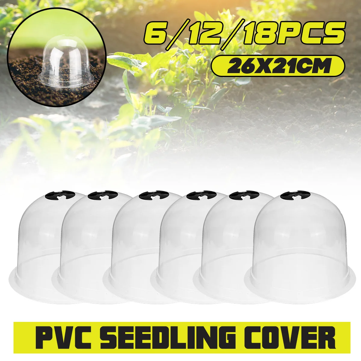 

6/12/18PCS 26CM Reusable Plastic Greenhouse Garden Plant Bell Cover Germination Cover Dome Nursery Pot Guard Freeze Protection