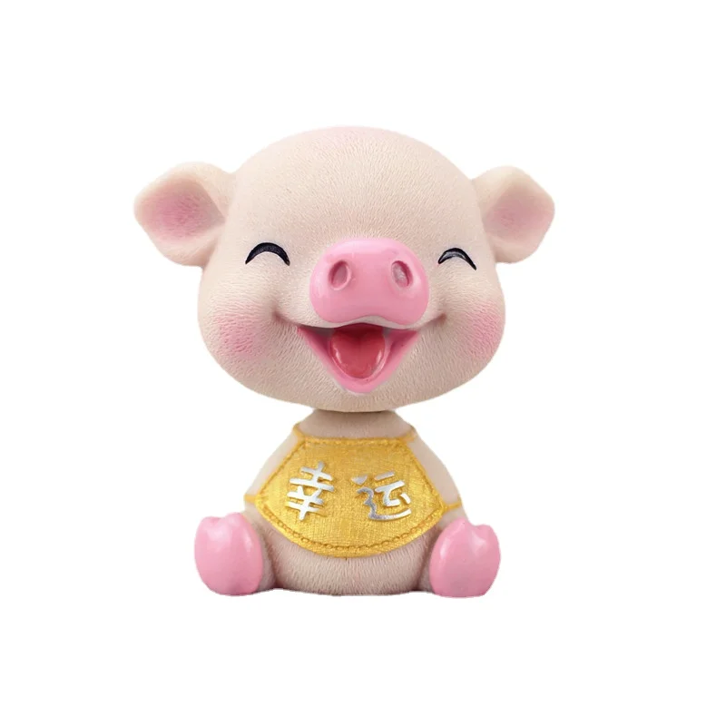 

Nodding Lucky Pig Ornament Bobble heads Toys Resin Figurine for Car Decoration Chinese Year Mascot Gift DEC467