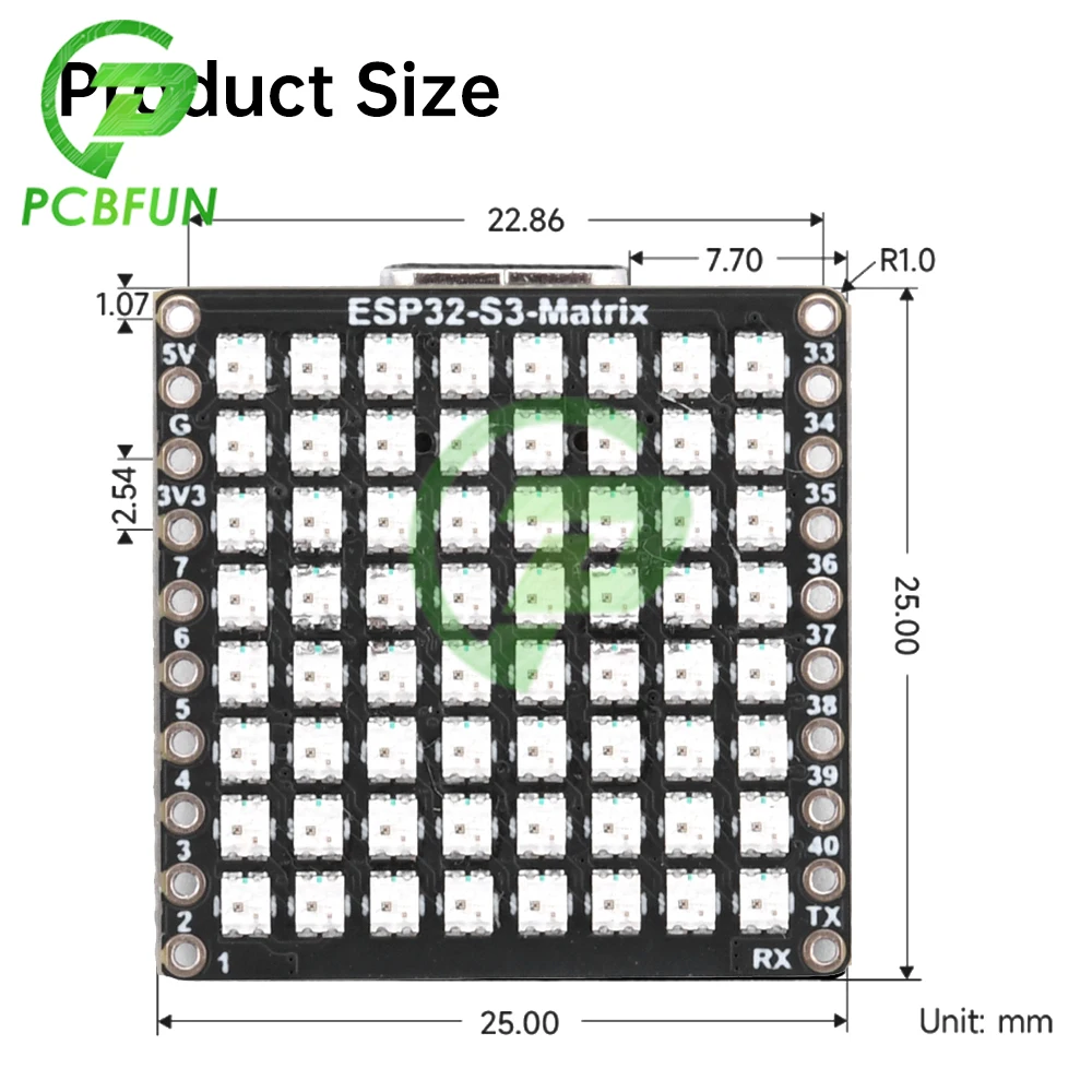ESP32-S3 с 8x8 RGB светодиодный Matrix WIFI BT BLE 5 Mini макетная плата на основе