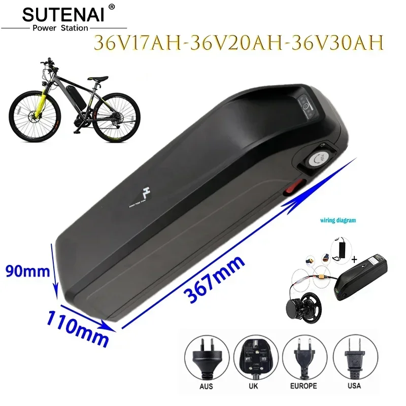 Electric bicycle battery 18650 pack Hailong 52V 17ah 48V 36V 12Ah 20Ah 30ah powerful lithium