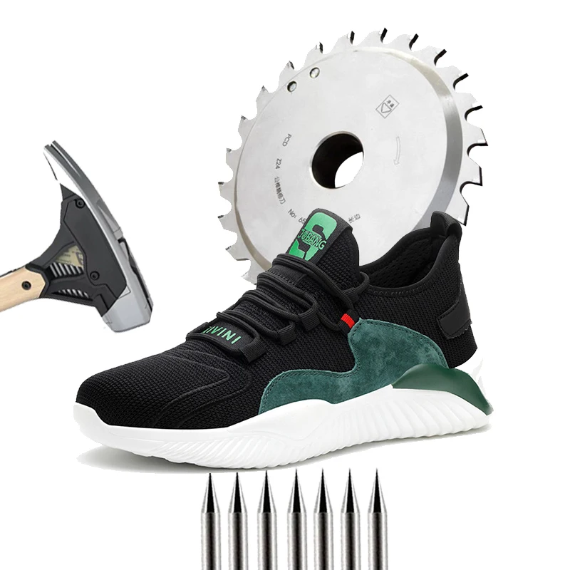 

Breathable Lightweight Sports Shoes Unisex Steel Toe Cap Safety Shoes Anti-smashing Anti-piercing Work Shoes