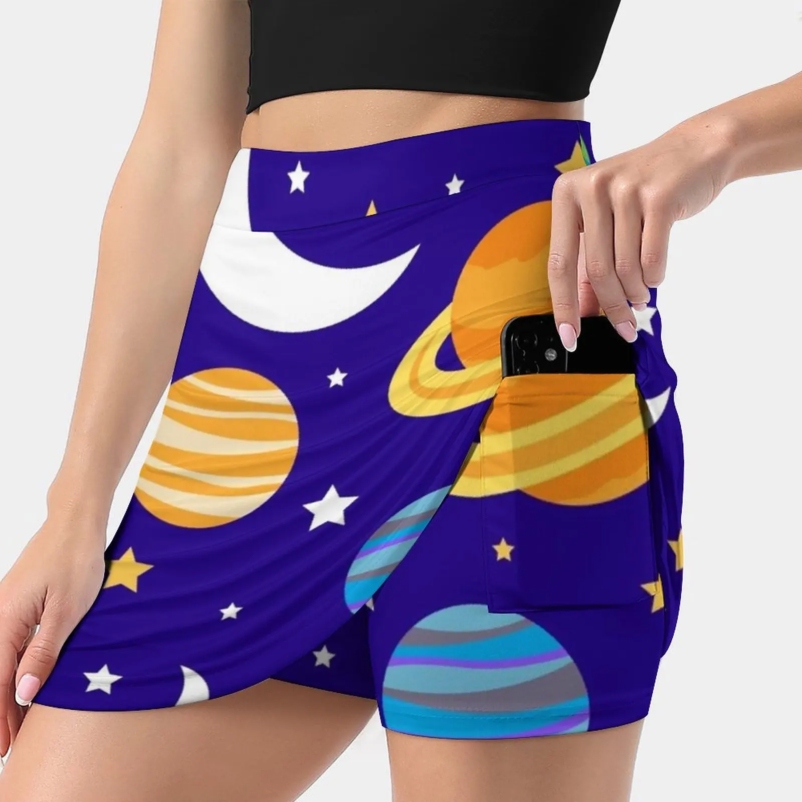 

Женская юбка на солнечной батарее, Спортивная юбка с карманами, модная юбка в Корейском стиле, юбки 4Xl, солнечная система