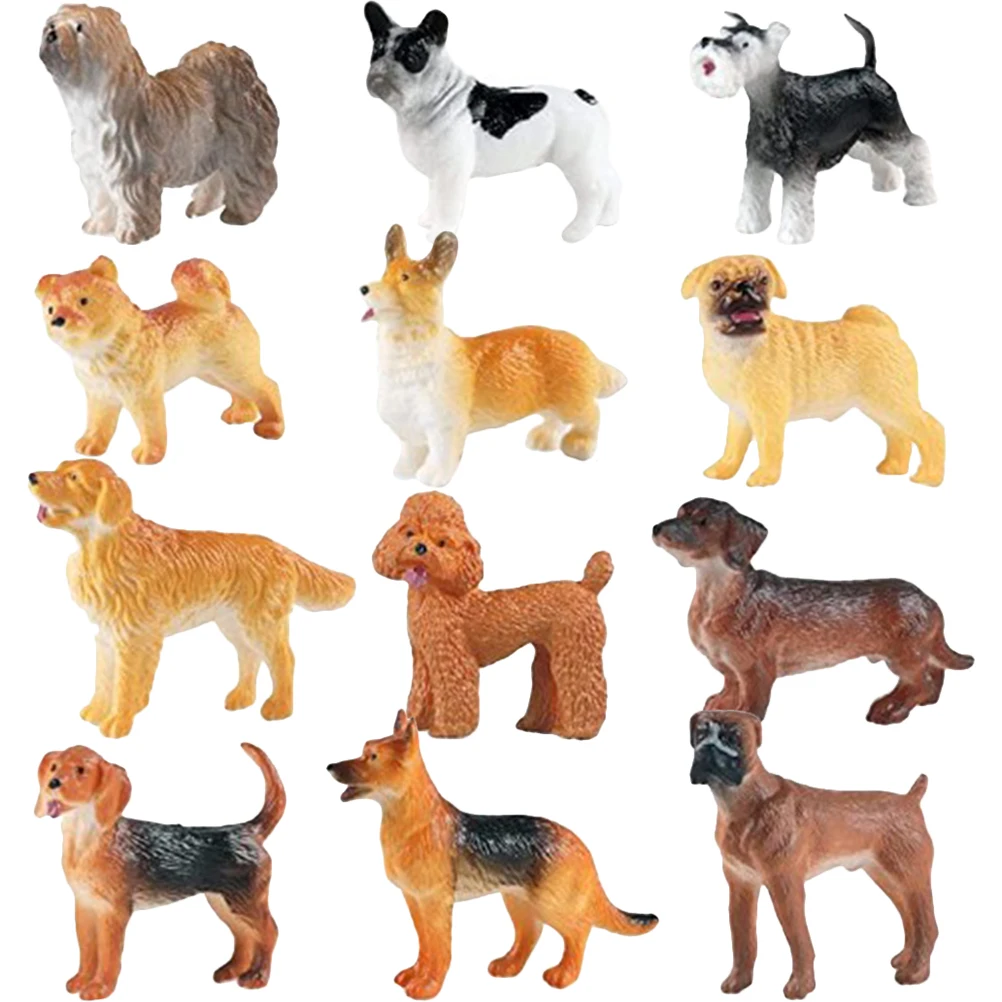 

12pcs Miniature Dog Figurines Realistic Puppy Model Animal Action Figure Children Educational Toys Fairy Garden Decoration
