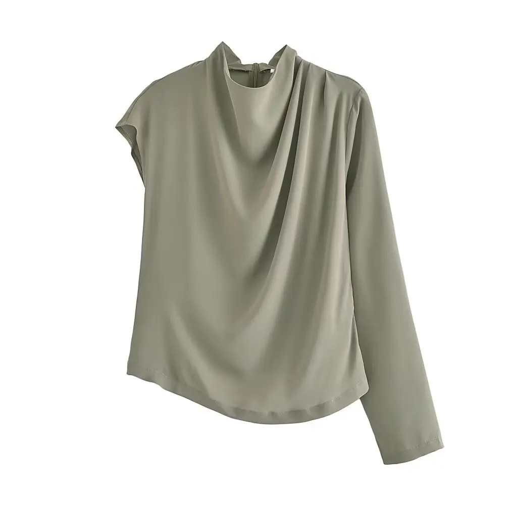 

Asymmetric Top Wear Single Sleeve 2022 New Fashion Blouse Modern Lady Casual Pullover Clothing