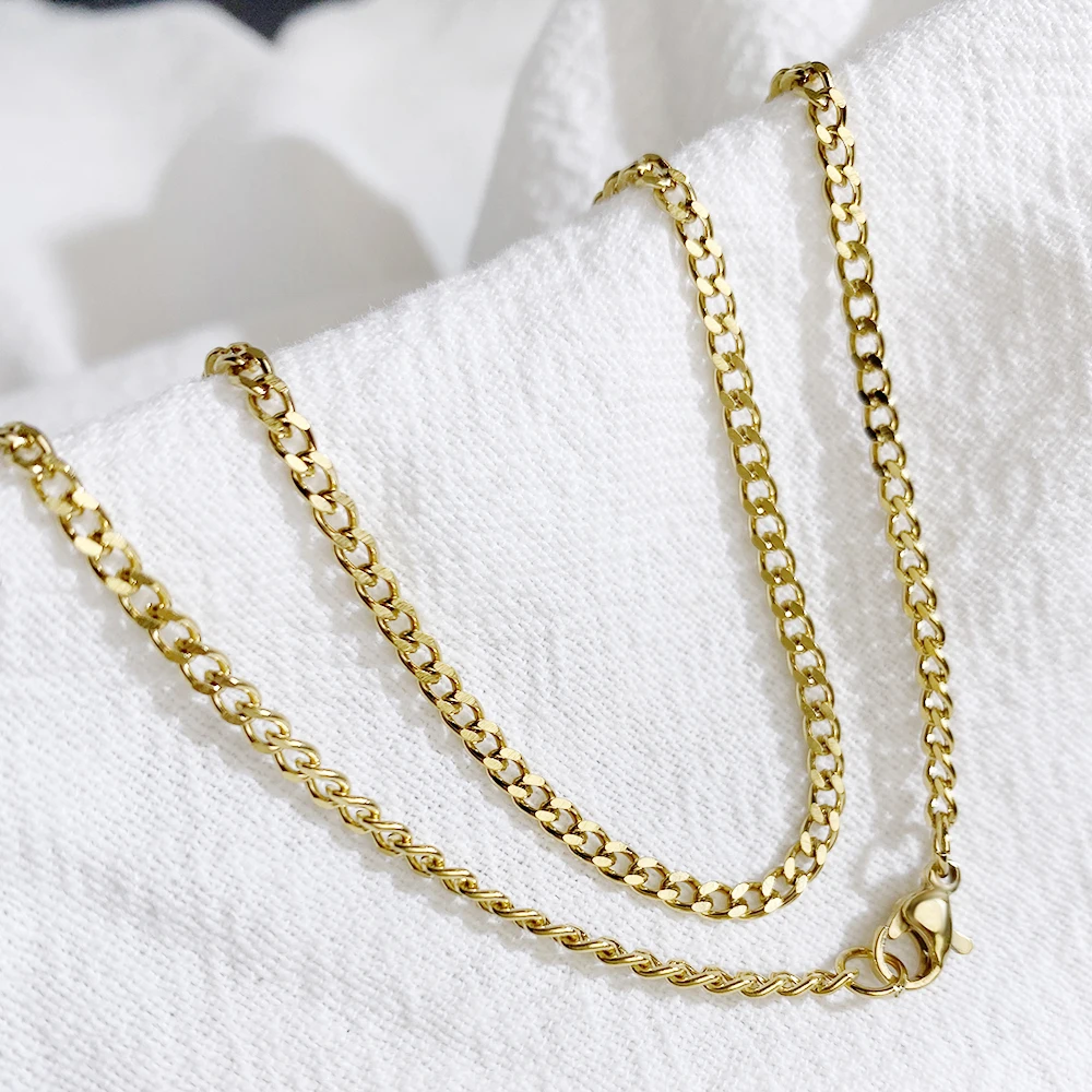 

Кубинская цепочка из нержавеющей стали 316L, ожерелье с покрытием из настоящего золота, регулируемая цепочка с карабином в стиле хип-хоп и пан...