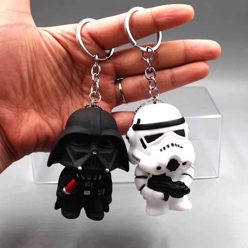 Star Wars Anime creative PVC Figures Darth Vader Imperial Stormtrooper Yoda BB-8 Keychain Pendant Children Toys Birthday Gifts