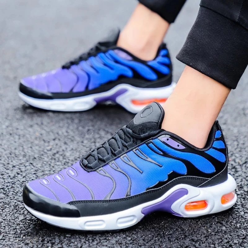 Fashion Air Cushion Men Shoes Couple Shining Casual Mesh Breathable Sports Large Size Spring and Autumn Running Vulcanized Shoes