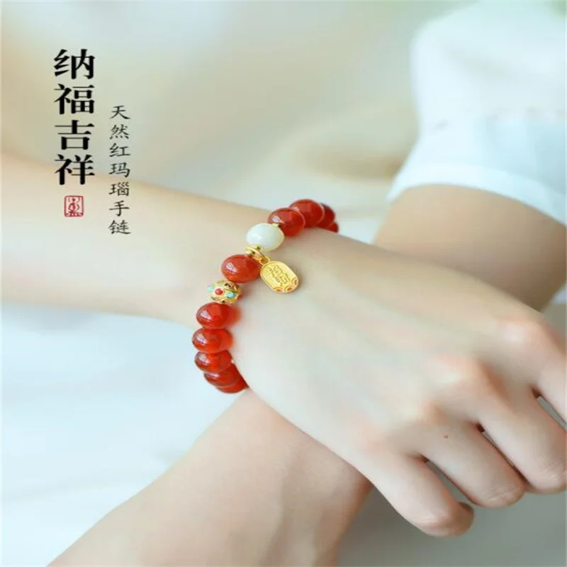 

Natural red bracelet bead couple moda feminina bracciali joyeria fina para mujer bijoux femme bransoletki damskie jade bangle