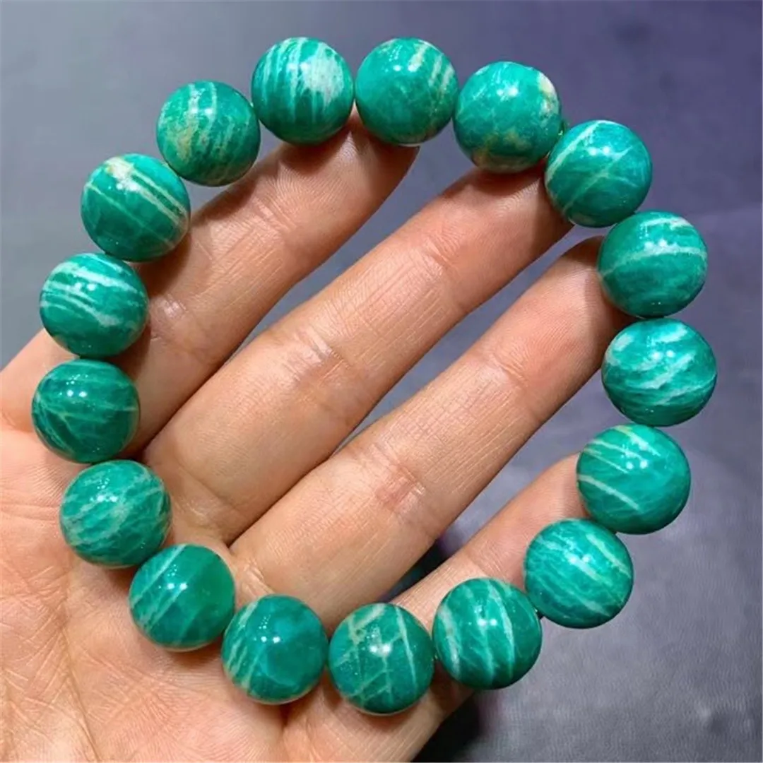 

12mm Natural Green Amazonite Bracelet Jewerly For Woman Man Healing Luck Gift Crystal Round Beads Mozambique Stone Strands AAAAA