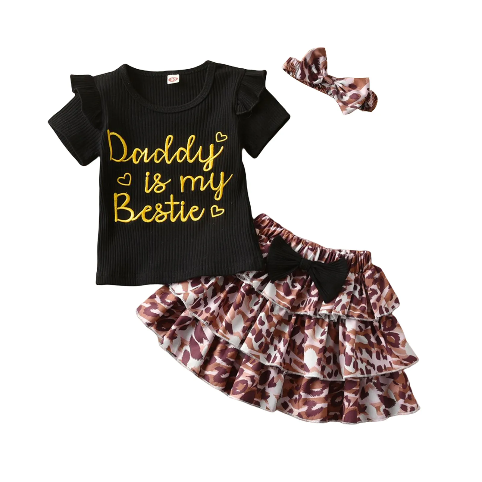 

Ruffle Infant Sleeve Tops Summer 3Pcs Headband Floral Girl Dress Skirts Toddler Set Toddler Girl Outfit 3 6 Month Girl Clothes