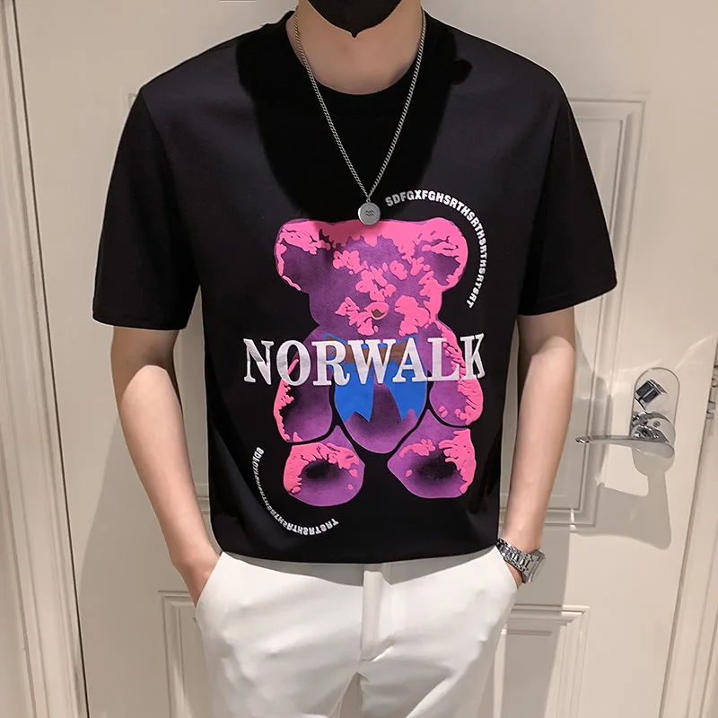 

Мужская футболка с коротким рукавом и принтом медведя