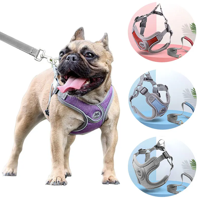

2022 New Pet Dog Harness Leash Set Reflective Adjustable Vest Walking Leash Soft Breathable For Small Medium Dogs Accessories