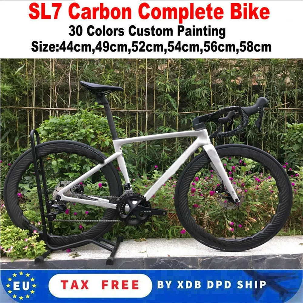 

Disc Carbon Complete Bike SL7 Road Bicycle Green Glossy With Sl7 Carbon Frameset and 50mm Disc hub Wheelset