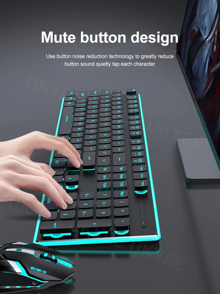 UKYEE 2.4G  Wireless Keyboard RGB Computer 104 Keys Keyboard  Mechanical Felling Gamer Backlight Gaming Keyboard for PC Laptop enlarge