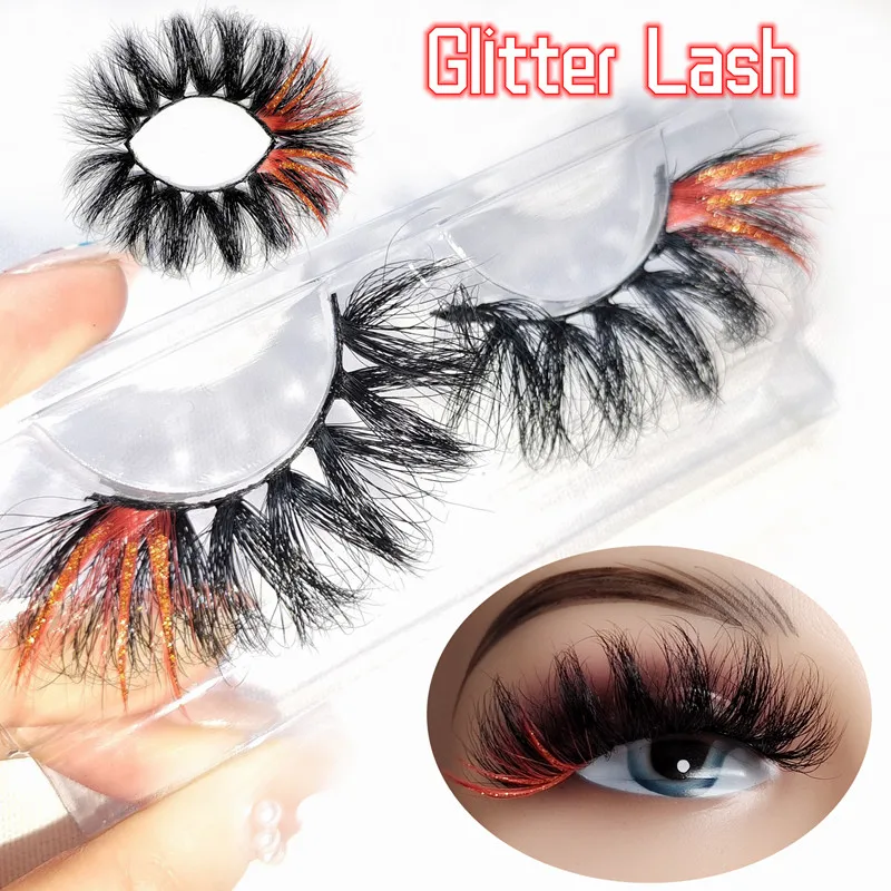 

NEW Color 3D Mink False Eyelashes Natural Nude Makeup Stage Makeup Glitter Powder Sequin Drill Thick Exaggerated Style Eyelashes