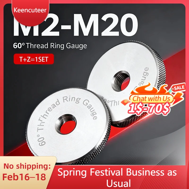 

KEENCUTEER 60-градусный метрический резьбовой кольцевой калибр 6G M2-M20