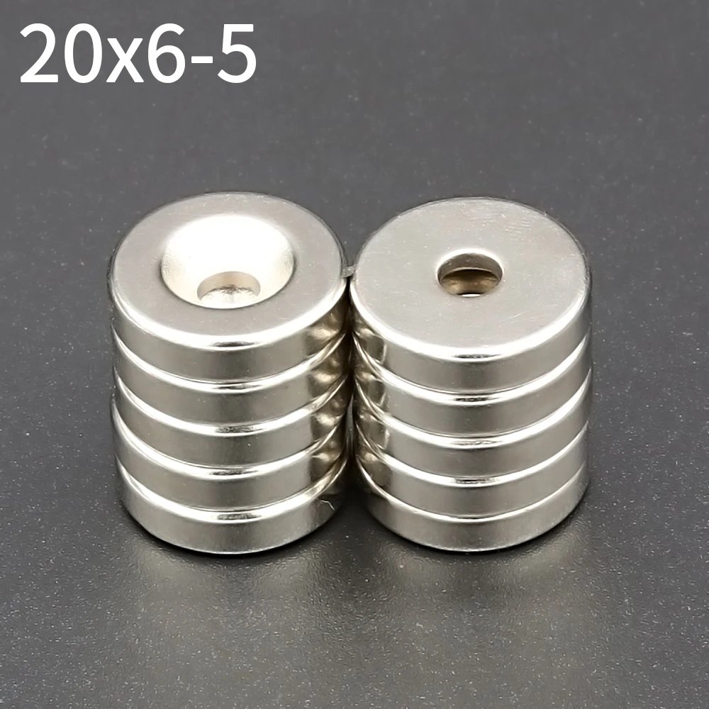 

20x6-5 Neodymium Magnet 20mm x 6mm Hole 5mm NdFeB N35 Round Super Powerful Strong Permanent Magnetic imanes Disc