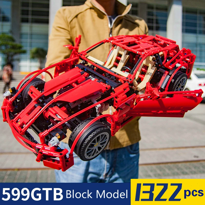 

1322pcs Technical Formula Racing Car 599GTB 1:10 Model Building Blocks Sets Educational DIY Bricks Toys 8070