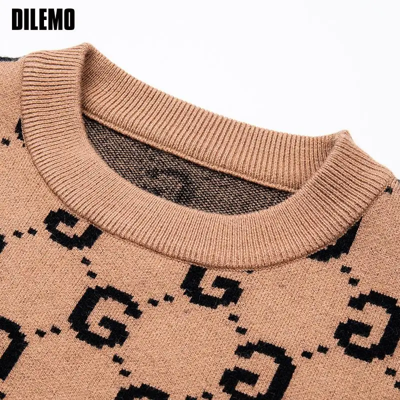 Свитер Мужской трикотажный с круглым вырезом брендовый Роскошный дизайнерский