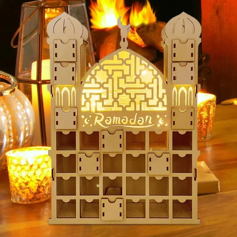 

Ramadan Countdown Calendar Decoration DIY Wood Eid Mubarak Drawer Ornament Wooden Drawer Home Party Decor Crafts For Muslim
