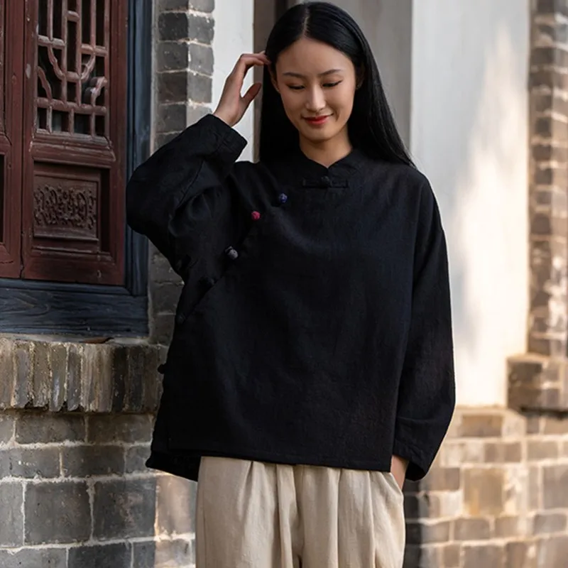 Женские повседневные футболки с длинным рукавом в китайском стиле новинка 2024