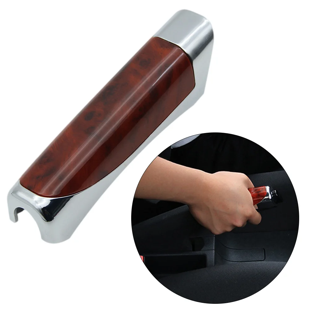 

Practical Plastic Cover Universal Handbrake Cover Protector for Car (Red Wood Grain)