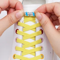 1 pair flat shoe laces for sneakers elastic shoe laces without ties quick put on and take off lazy shoes lace round metal lock