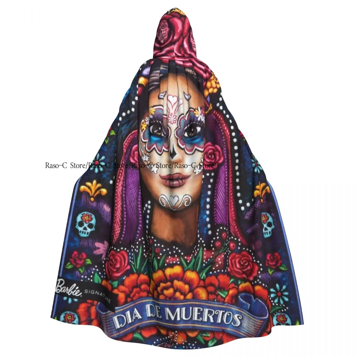 Плащ с капюшоном плащ унисекс художественный День мертвых накидка ведьмы