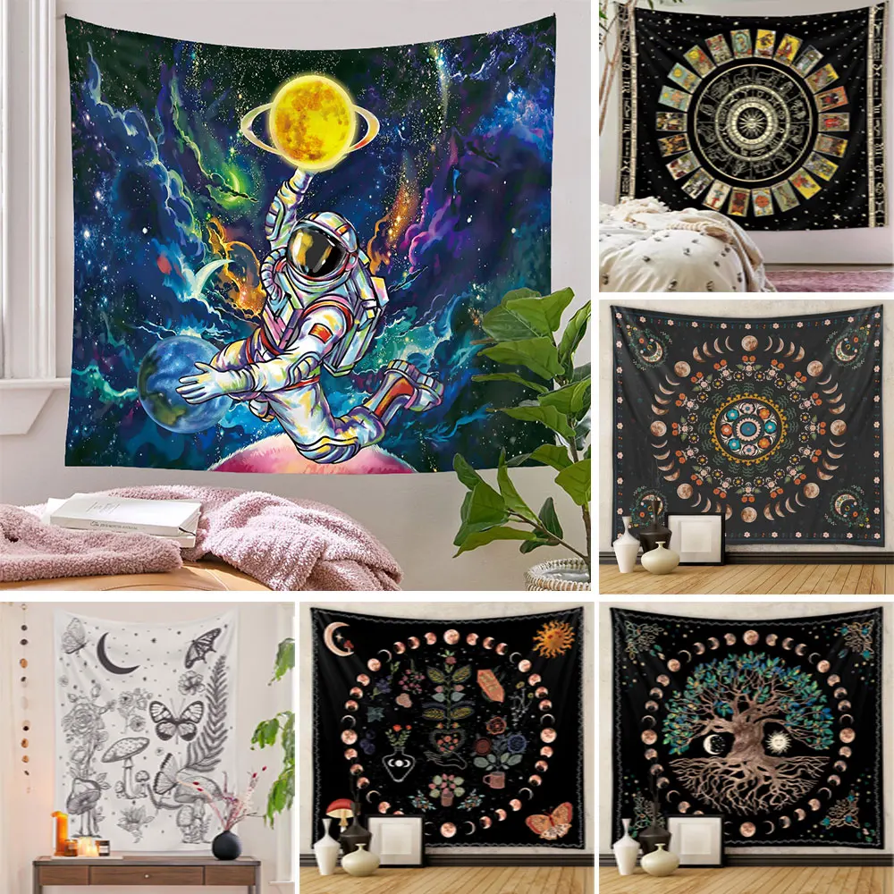 

Flying Astronauts Scenes Suitable All Hippie Datura Bohemian Style Tree Butterfly Sun Kitten Scratch Home Dormitory Decoratio