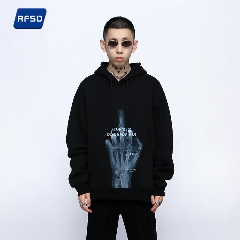 

New Coming Middle Finger Skeleton Hand Funny Skull Pullover Hoodie Sweatshirts Men Hoodies Long Sleeve Labor Day Sportswears