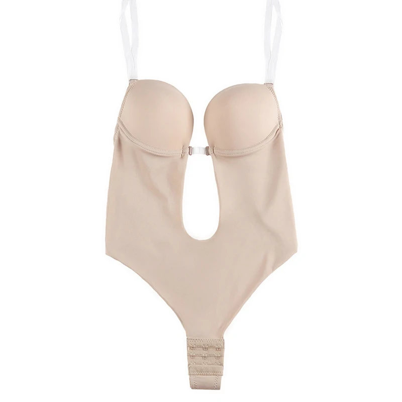 

Sexy Full Bodyshaper Bra Women Deep V Convertible Bra Thong Shapewear Backless Invisible Push Up Underwear Slimming Bodysuit