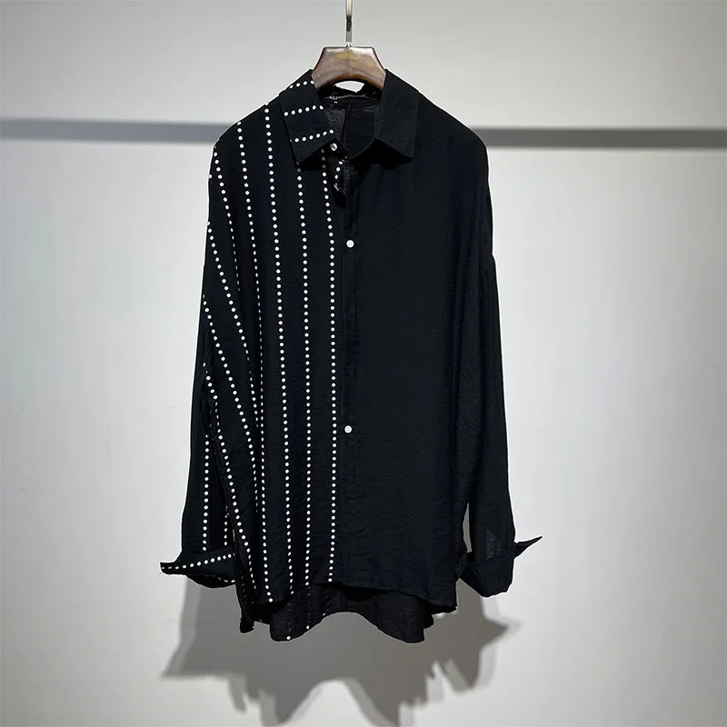 

Мужская Повседневная рубашка Seak, черная футболка оверсайз с длинными рукавами в стиле хип-хоп, одежда в готическом стиле, весна-осень