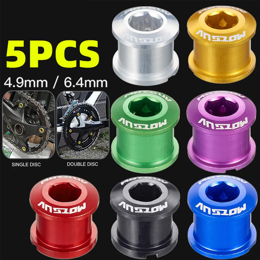 

5Pcs MTB Bicycle Chainwheel Screws 4.9mm/6.4mm Cycling Chainring Wheel Bolt Alloy Plate Nails Bike Disc Screws For Crankset Part