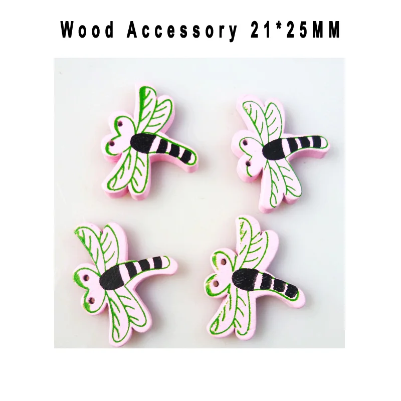 

25pcs Wood Dragonfly Buttons Cartoons Fits Toy Scrapbook Clothes Pink Charms WCF-120x