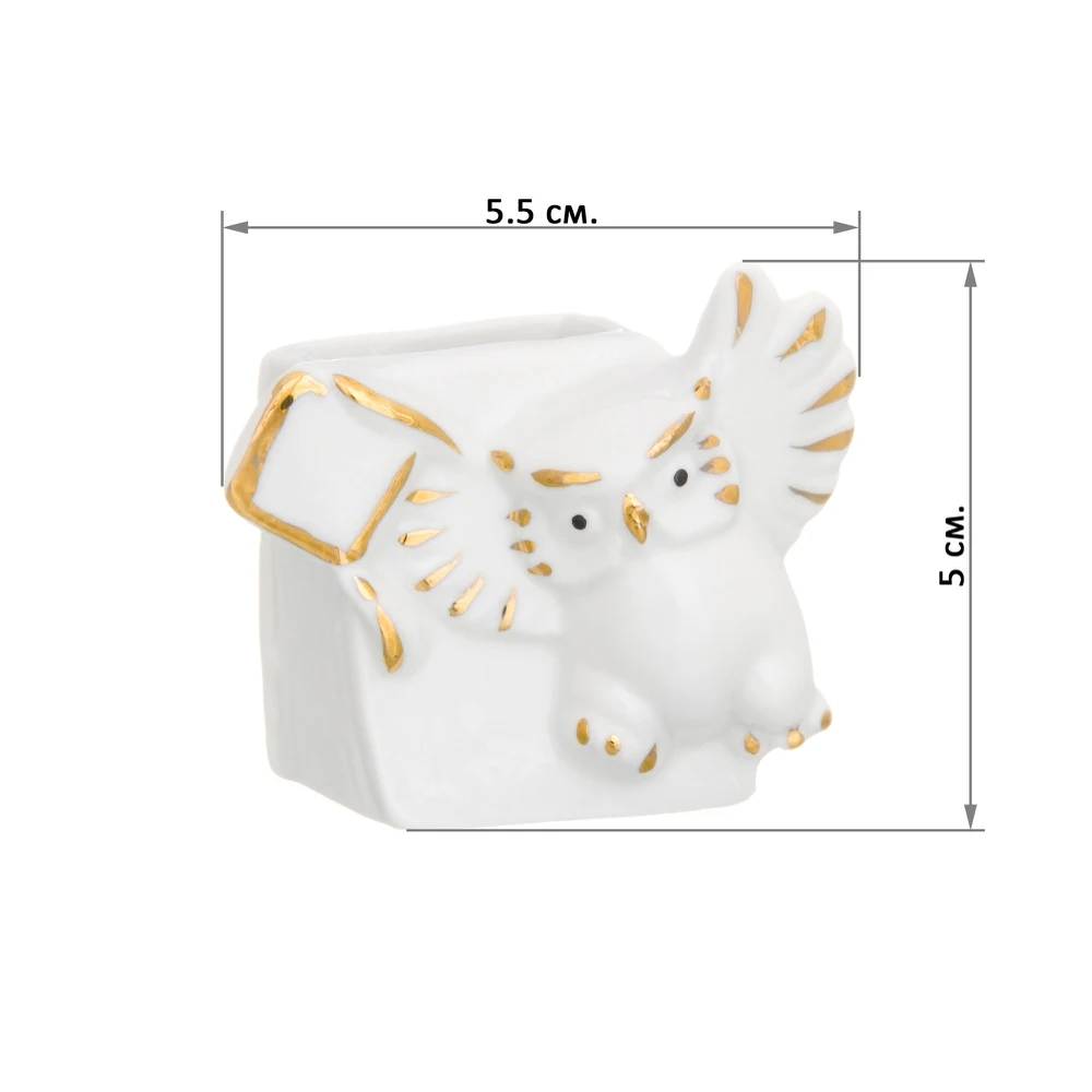 Вазочка под зубочистки &quotСова&quot белая золото 5 5x3 3x5 см 20 мл |