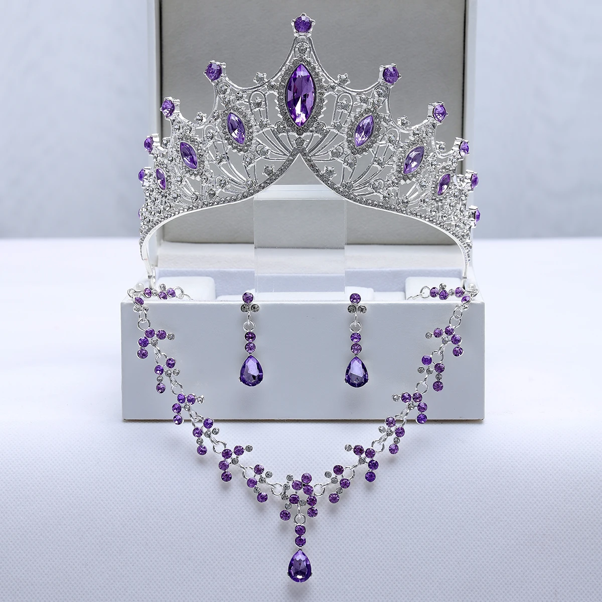 Itacazzo Модный свадебный набор ювелирных изделий-фиолетовая Корона/ожерелье