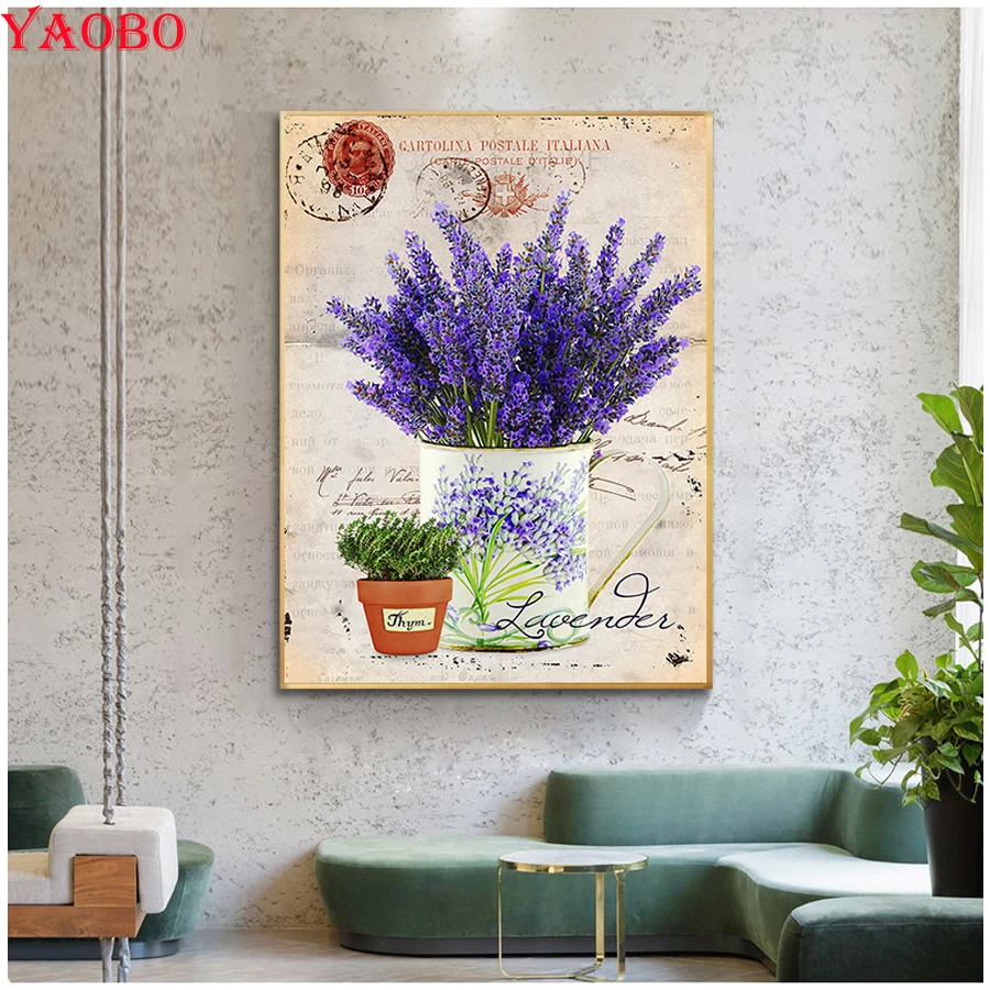 

Provence Scenery 5D DIY Diamond embroidery Purple Lavender Mosaic Painting By Number Diamond painting Cross stitch Full Square