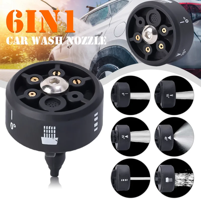 

6-in-1 High-pressure Nozzle Water Gun Spray Head Connector 6 Modes Multi-angle Injection Quick-connect Nozzles Tools