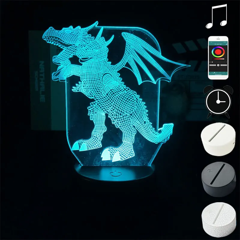 

Led Night Light Dragon 3D Nightlight Gift for Children Table Lamp With Remote Kids Bedroom Decor
