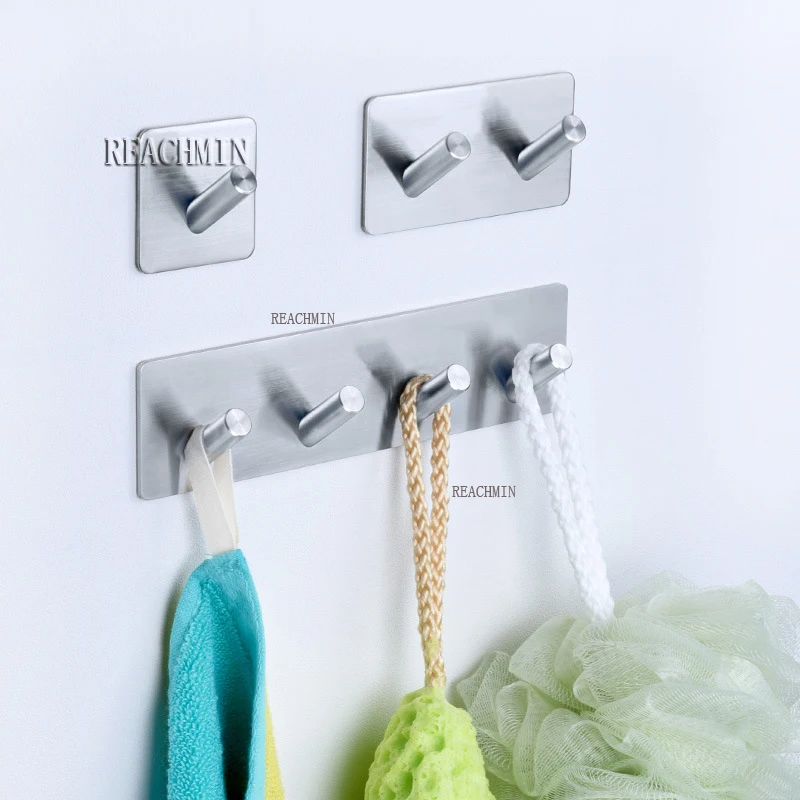 

2pcs 3M Self Adhesive Wall Door Back Hooks Stainless Steel Hook Wall Key Coat Bag Holder Bathroom Kitchen Rustproof Towel Hooks