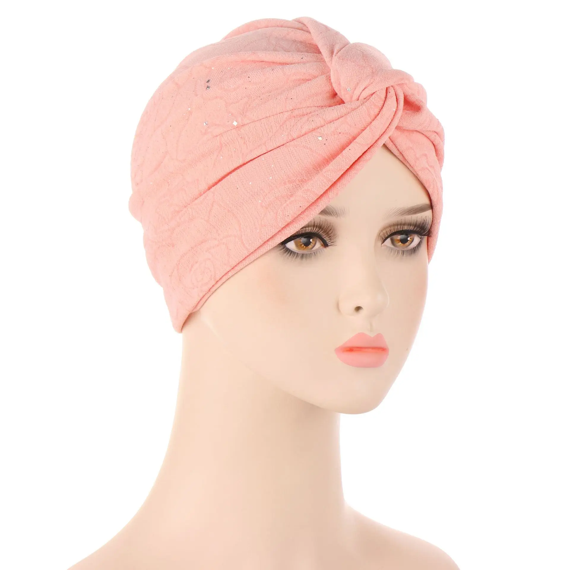 Fashion Turban Cap Plain Shiny Shimmer Glitter Sparkly Indian Hats Muslim Hijab For Women and Men |