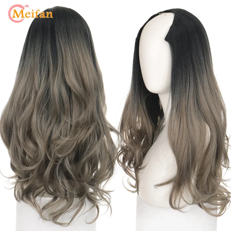 MEIFAN синтетический длинный прямой/волнистый кудрявый U-образный полупарик для