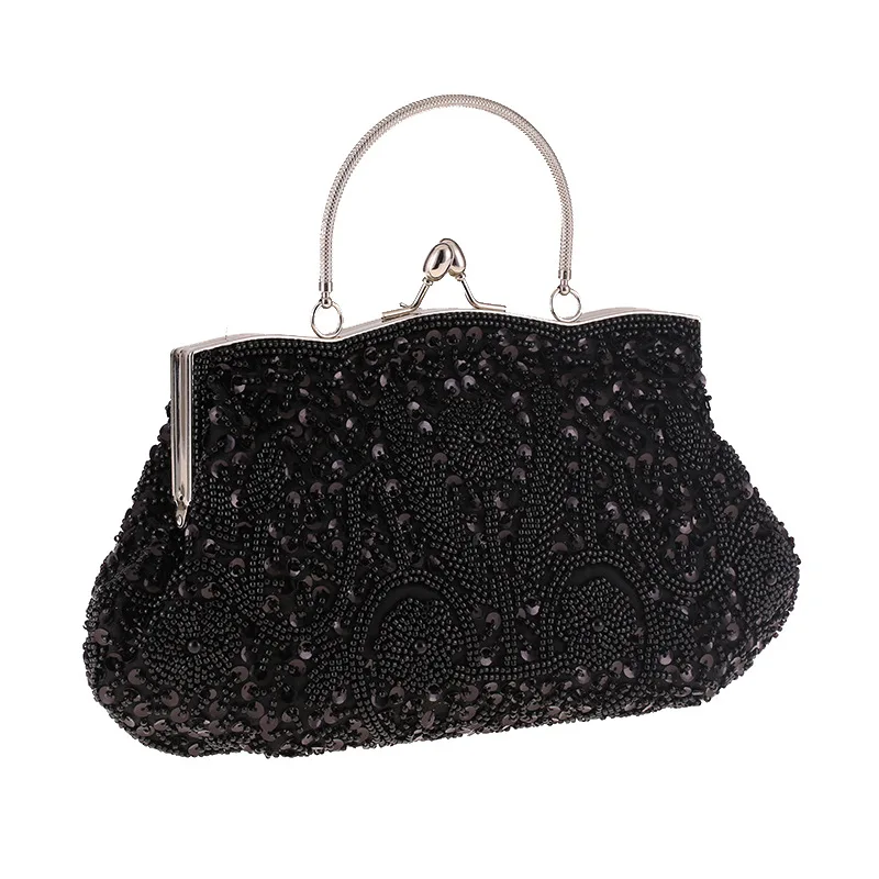 

Beaded Bag Women Evening Bag Vintage Brides Top Handle Bag Fashion Sequin Dress Banquet Party Handbags Women Casual Shoulder Bag