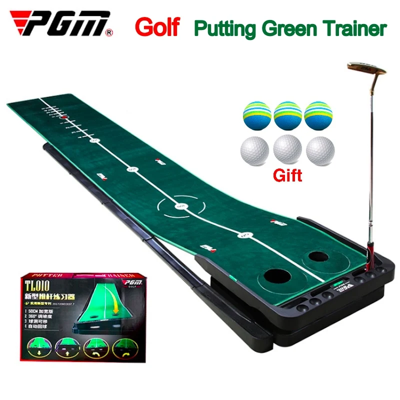 PGM Indoor Golf Putting Green Trainer Adjustable Golf Putter Exerciser with Ball Return Putting Pracitce Mat Golf Accessories