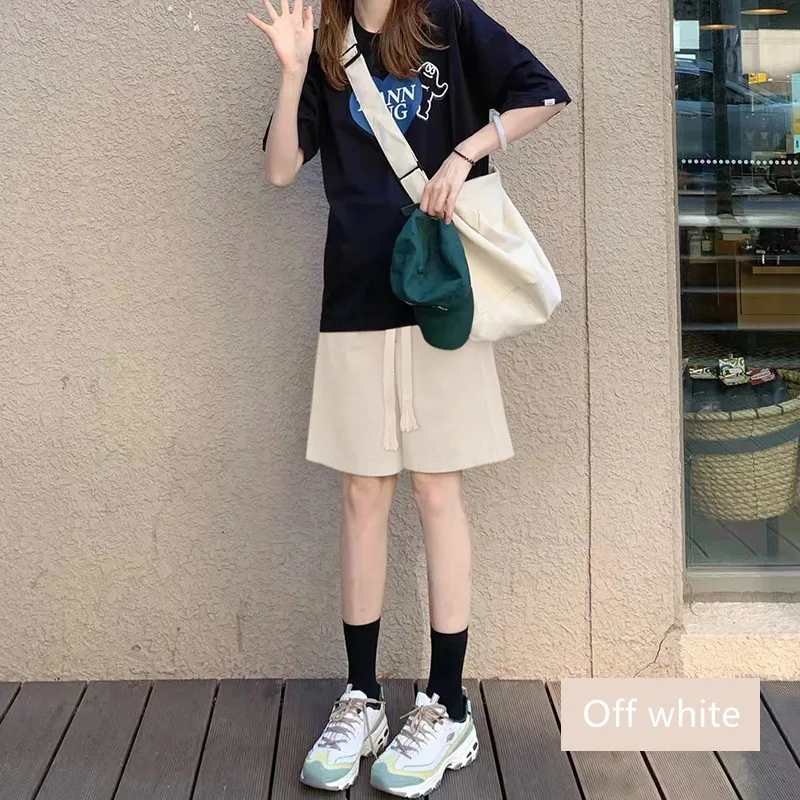 New Women'S Summer Thin High Waist Slim Casual Sports Shorts Female Fashion Versatile Loose Fit Slim Wide Leg 5-Point Trousers