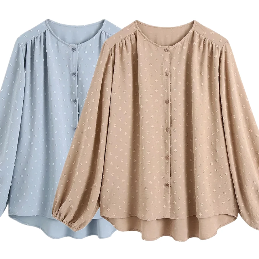 

Женская Свободная блузка в горошек, с круглым вырезом