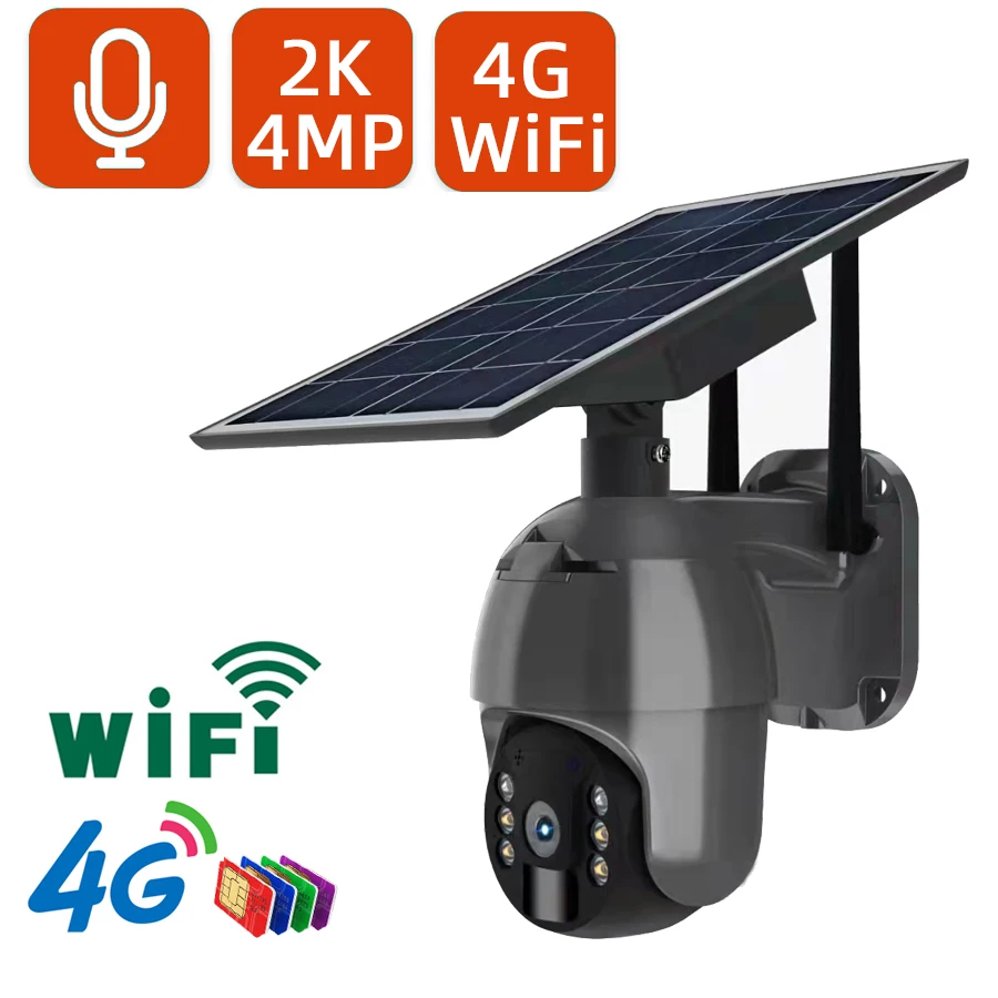 

Беспроводная камера видеонаблюдения, 2K, 4 МП, 4G, SIM/Wi-Fi