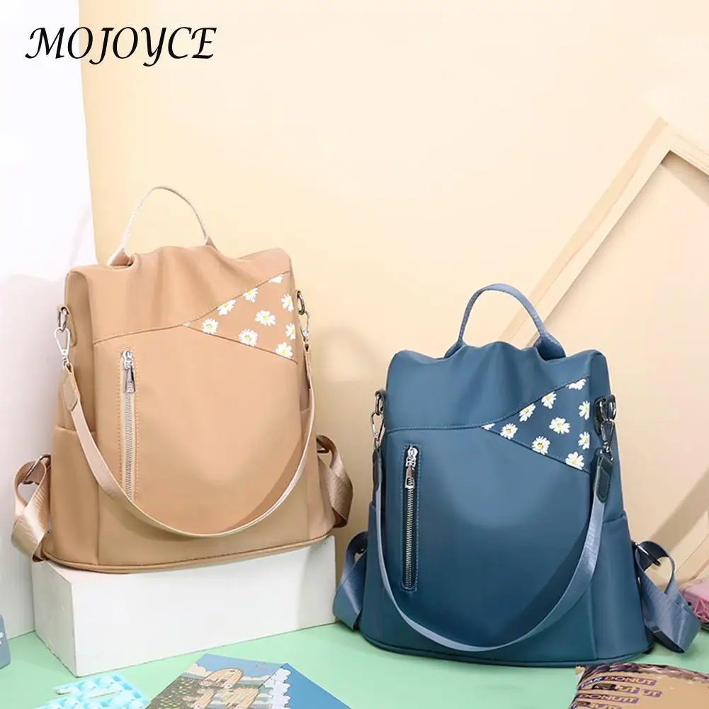 

Fashion Daisy Printing Oxford Knapsacks Women Anti-theft Waterproof Shoulder Handbags Large Capacity Shopping Backpacks
