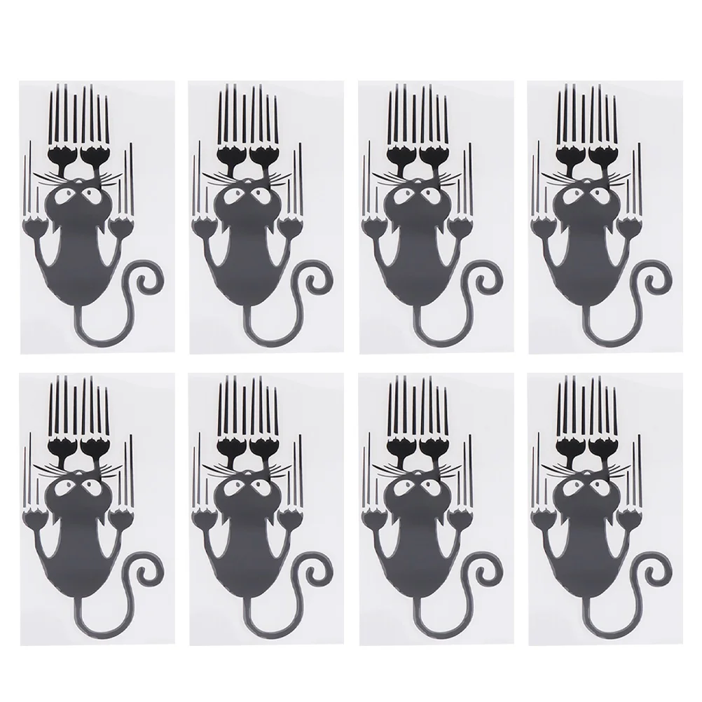 

8PCS Lovely Cat Claw Car Stickers Reflective Motorcycle Stickers Decorative Car Window Sticker (Black)