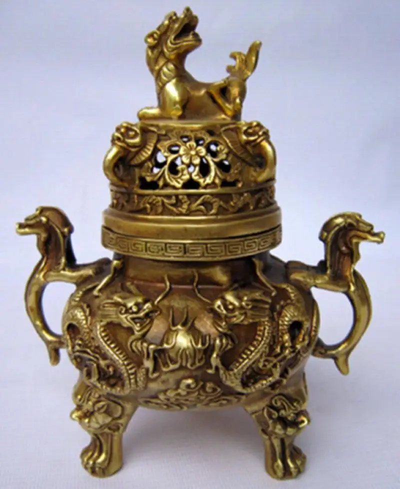 

China Rare Copper Dragon Tiger Incense Burner